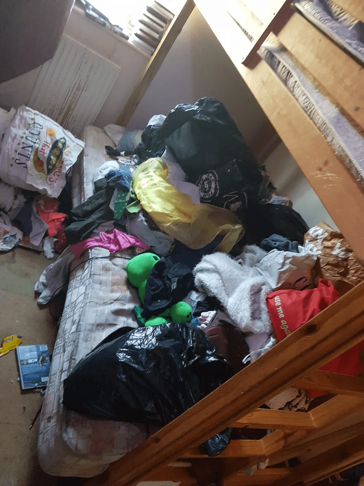 Specialist cleaners clearing a cluttered hoarder property